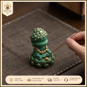 Đế Cắm Nhang Tượng Phật Chibi Đài Sen Men Ngọc Tịnh Các